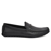 Side view of Black Leather Loafers showcasing flexibility and comfort